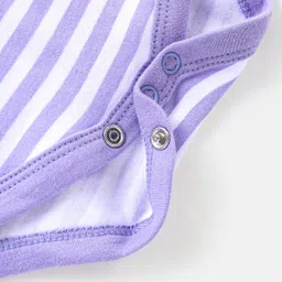 Babyhug 100% Cotton Knit Half Sleeves Wild Animal Printed Onesie - Purple image 5