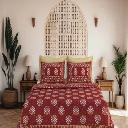 JAIPUR FABRIC King Size For Bed, 240 Tc 100% Cotton Bedsheet With 2 Pillow Covers Maroon-picture-13