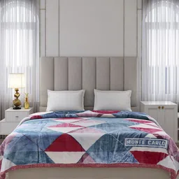 Monte Carlo Blue & Red Heavy Winter Double Bed Blanket 871 GSM image 5