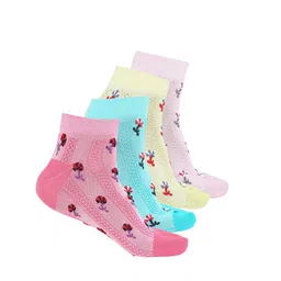 Kolor Fusion Women Pack of 4 Patterned Cotton Ankle Length Thumb Socks-image-19