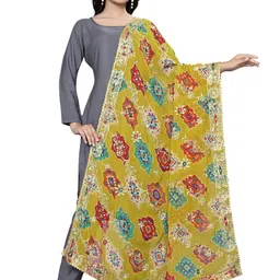 Kemza Embroidered Bandhani Dupatta with Sequinned-picture-18