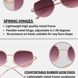 DukieKooky Unisex Kids Purple Lens & Gold-Toned Oversized Sunglasses with-picture-29