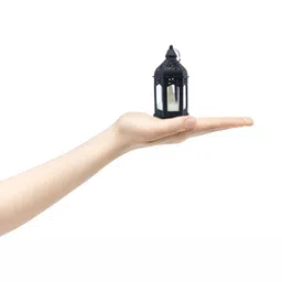 Extreme Karigari Black 2 Pieces Lantern Textured Candle Holder With Led image 3