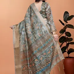 Cotify Women Ethnic Motifs Printed Woven Design Zari Saree With Blouse Piece image 2