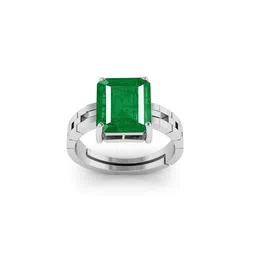 RRVGEM 7.50 Ratti Silver Plated Adjustable Emerald Ring-picture-41