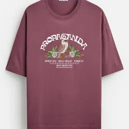 THE BEETEL HOUSE Typography Printed Drop-Shoulder Sleeves Cotton Oversized T-shirt image 4