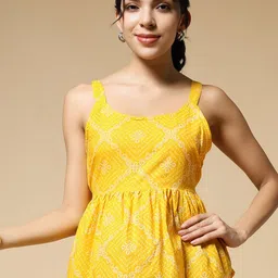 Istyle Can Women Bandhani Printed Pure Cotton Peplum Top-image-88