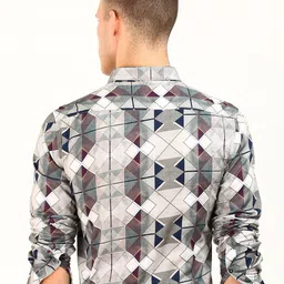 MARTIN SMITH Comfort Geometric Printed Spread Collar Pure Cotton Casual Shirt image 5
