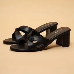 ERIDANI Embellished Work Block Sandals with Bows-image-58
