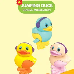 crackles Wind-Up Jumping Duck Toy For Babies, Spring Hopping Action, Crawling Walking Toy Rattle image 4