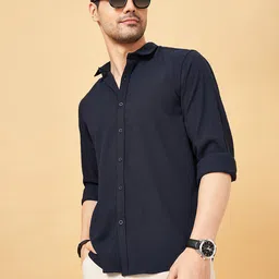BYFORD by Pantaloons Men Spread Collar Solid Slim Fit Casual Shirt-picture-28