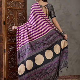 Mitera Striped Silk Blend Saree image 2