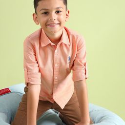 U.S. Polo Assn. Kids Boys Spread Collar Pure Cotton Casual Shirt-picture-17