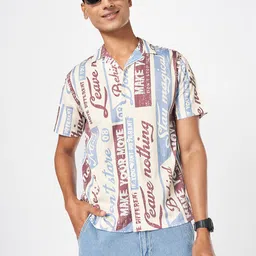 People Men Slim Fit Opaque Printed Casual Shirt-picture-30