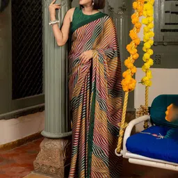 kalini MIRCHI FASHION Striped Leheriya Saree With Blouse Piece-picture-36