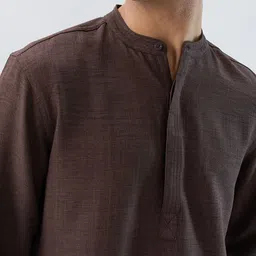 HERE&NOW Band Collar Roll-Up Sleeves Straight Kurta image 3