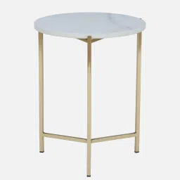 casacraft from pepperfry Franz Metallic End Table with Golden Base & White Porcelain Top image 5