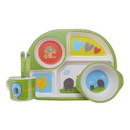 FunBlast Bamboo Fiber Dinner Set Of 5 Pieces (Colour May Vary) image 2