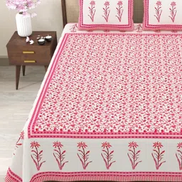 Myntra Elegant Homes Pink & White Printed 180 TC Cotton King Bedsheet Set 2.75 m x 2.25 m-picture-19