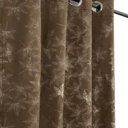 GEET CREATIONS Brown & Off White Set of 3 Floral Room Darkening Window Curtain image 4
