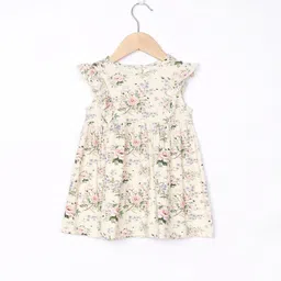 Sangria Girls Floral Printed Round Neck Cotton A-Line Dresses-image-33