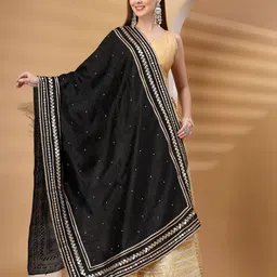 Clora Creation Floral Embroidered Gotta Patti Dupatta-picture-28