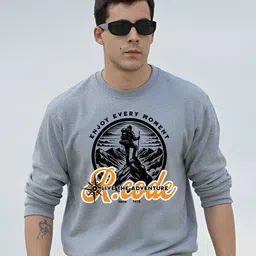 R.Code by The Roadster Life Co. Men Graphic Printed Round Neck Pullover Sweatshirt image 2