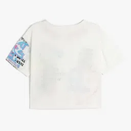 Koton Girls Printed V-Neck Applique T-shirt image 2