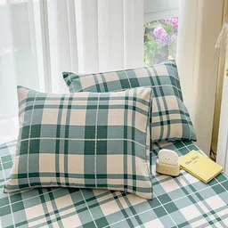 JC HOME Green & White Geometric 140 TC King Bedsheet with 2 Pillow Covers image 4