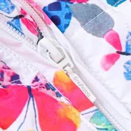 Babyhug Full Sleeves Butterfly Print Hooded Jacket - Off White image 3