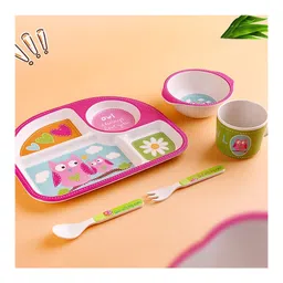 FunBlast Bamboo Fiber Dinner Set Of 5 Pieces (Colour May Vary) image 3