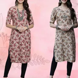 Ethnic basket Women Pack Of 2 Multicoloured Crepe Kurtas-picture-26