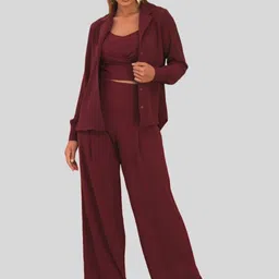 Chemistry Women Pack of 3 Lapel Collar Top With Trousers & Shrug Co-Ords-image-83