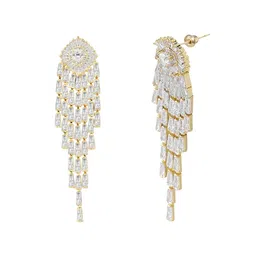 Peora Gold Plated Cubic Zirconia Contemporary Drop Earrings image 5