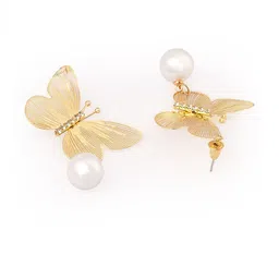 VOGUE PANASH Gold-Plated Artificial Stones and Pearls Beaded Animal Shaped Drop Earrings image 2