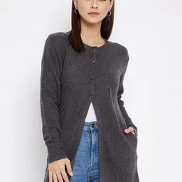 SZN Women Self Design Longline Shrug-picture-26