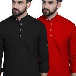 AMRIT TOP WEAR Selection Of 2 Mandarin Collar Cotton Straight Kurtas image 4