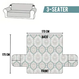 Story@home Cream-Coloured & Green Printed Microfiber 3 Seater Sofa Cover With Arms image 5