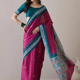 Mitera Bagh Silk Blend Bagru Saree-picture-27