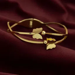 ARTKLIM Butterfly Bliss Stainless Steel Gold-Plated Bangle-Style Bracelet-image-32