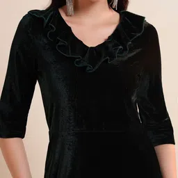 VAARARO Ruffled Velvet Sheath Dress image 5