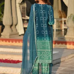 ZAIERRA Women Ethnic Motifs Printed Regular Sequinned Kurta with Trousers & With Dupatta image 2