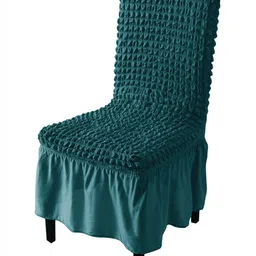 HOKIPO Teal Green Bubble Textured Chair Cover With Frill-picture-38
