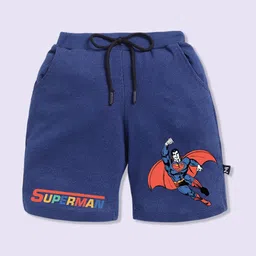 YK X Minute Mirth Boys Assorted Pack Of 2 Superman Printed Cotton Shorts image 3