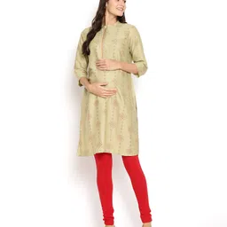 Kriti Full Length Maternity Leggings With Tummy Hug- Red image 4