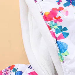 Babyhug Full Sleeves Butterfly Print Hooded Jacket - Off White image 4