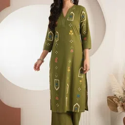 GULMEHAK Women Printed Pleated Pure Cotton Kurta with Palazzos-picture-10