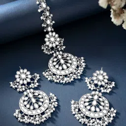 Peora Silver-Plated Artificial Stone-Studded & Beaded Jewellery Set-picture-16