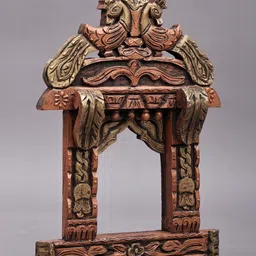 Exotic India Wooden Ethnic Motifs Matte Handmade Hall Jharokha Wall Hangings - 17 In image 2