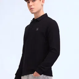 Flying Machine Men Solid Polo Collar Cotton Relaxed Fit T-shirt image 3